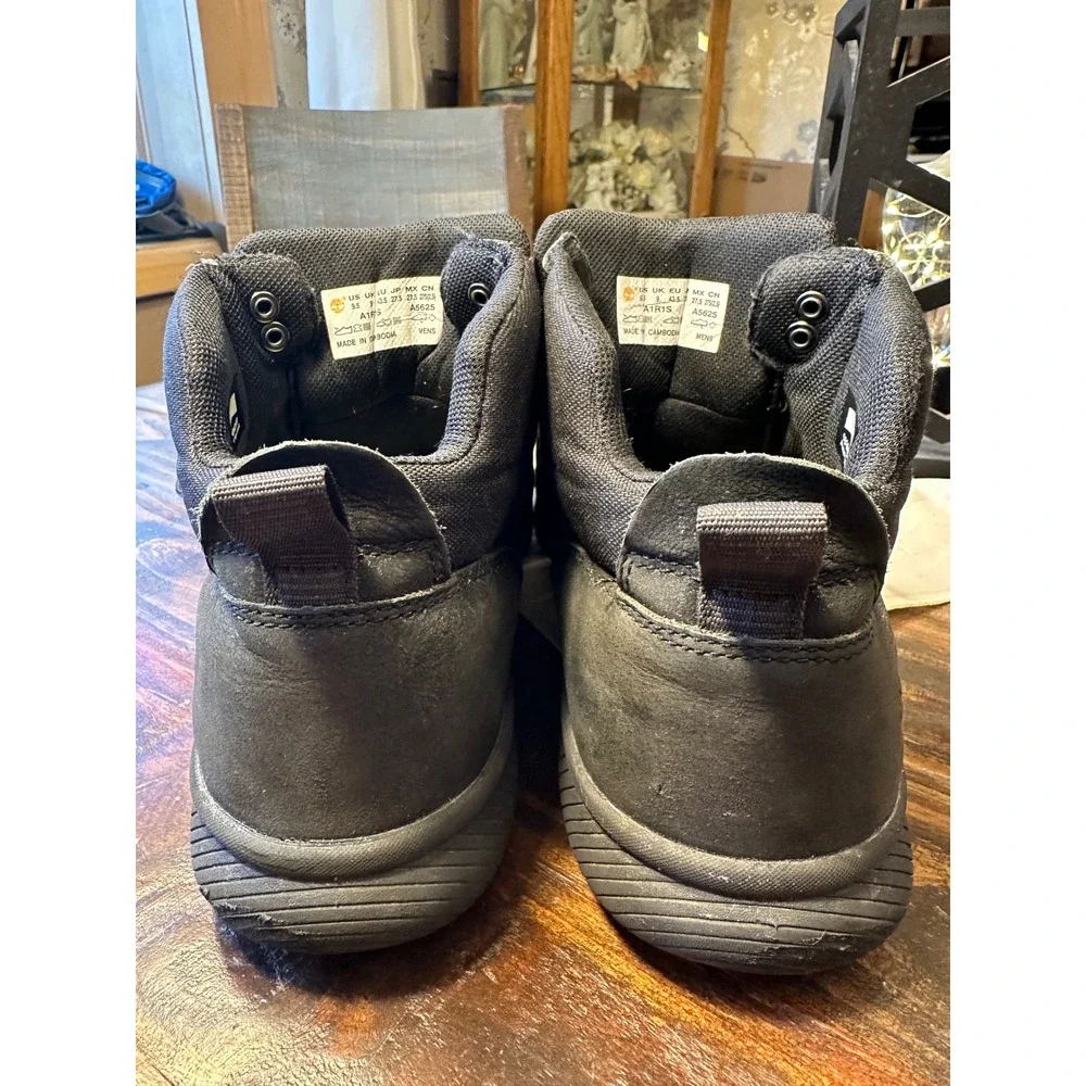 Timberland Black‎ Leather Work Boots HOVERLITE Defender A1R1S Men's Sz 9.5 Work